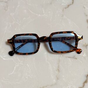 Tortoise Shell Sunglasses with Blue Lenses